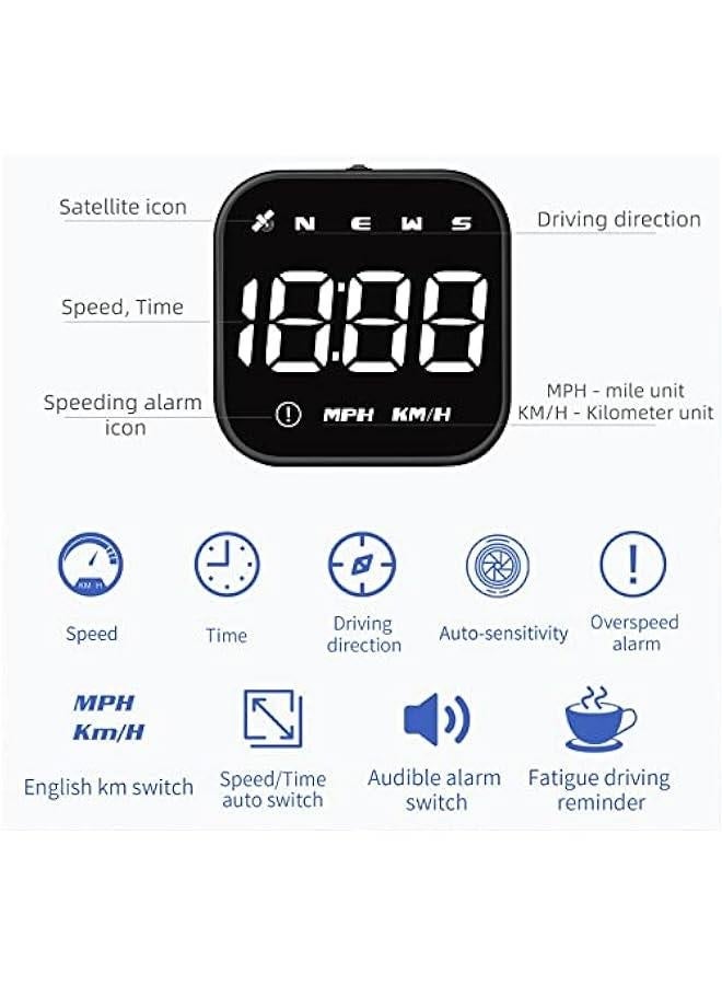 عداد سرعة رقمي G4S GPS، شاشة عرض أمامية جديدة للسيارات HUD مع سرعة رقمية بالميل في الساعة والكيلومتر في الساعة، عالمي للسيارات والشاحنات والسيارات الهجينة الكهربائية - Image 4